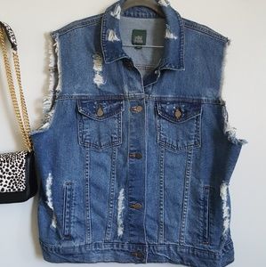 Wild Fable distressed denim vest. Medium wash.